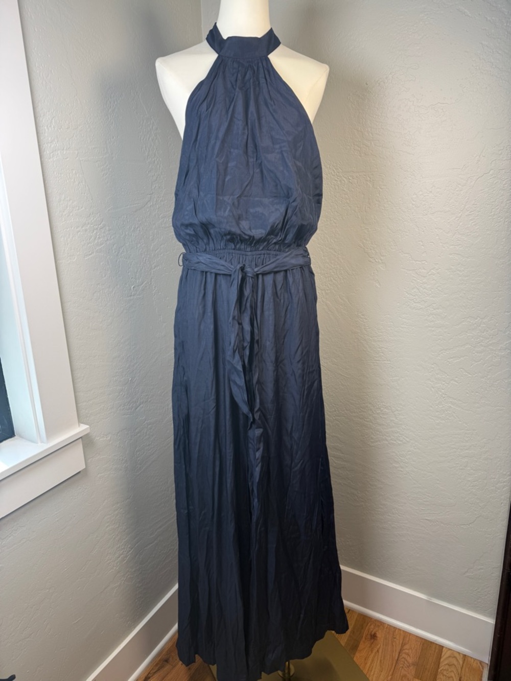 Petal and Pup Lelia Halter Neck Wide Leg Jumpsuit Navy Size S NWT